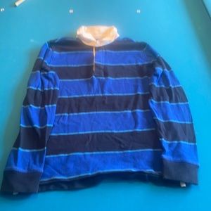 Lands End blue striped long sleeve shirt. Size medium (10-12)